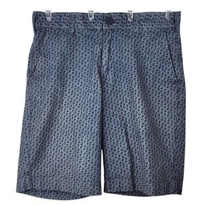Retrofit Mens Blue Fish Hook Print Chino Shorts Size 30 Cotton Casual Summer EUC